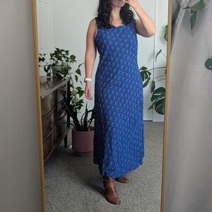 April Cornell Blue Sleeveless Bias Cut Maxi Dress